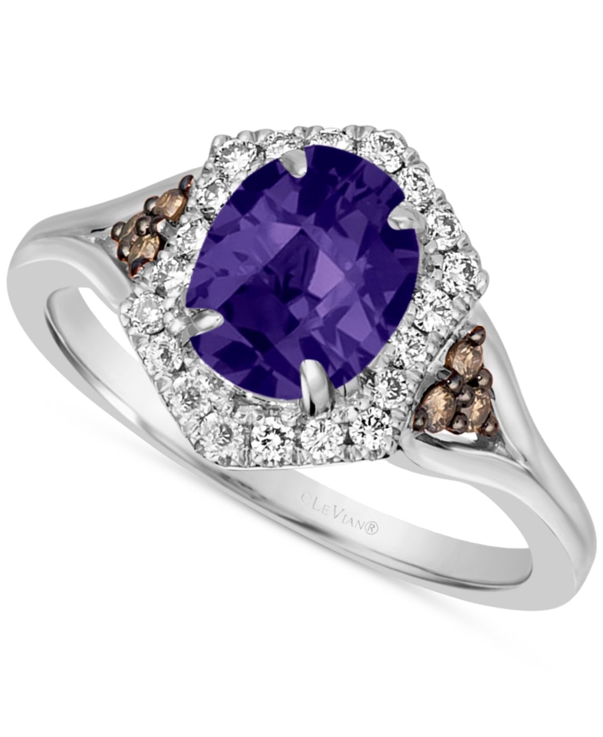 Le Vian Blueberry Tanzanite (1 Ct. T.w.) & Diamond (1/3 Ct. T.w.) Halo Ring In 14k White Gold In K Vanilla Gold Ring