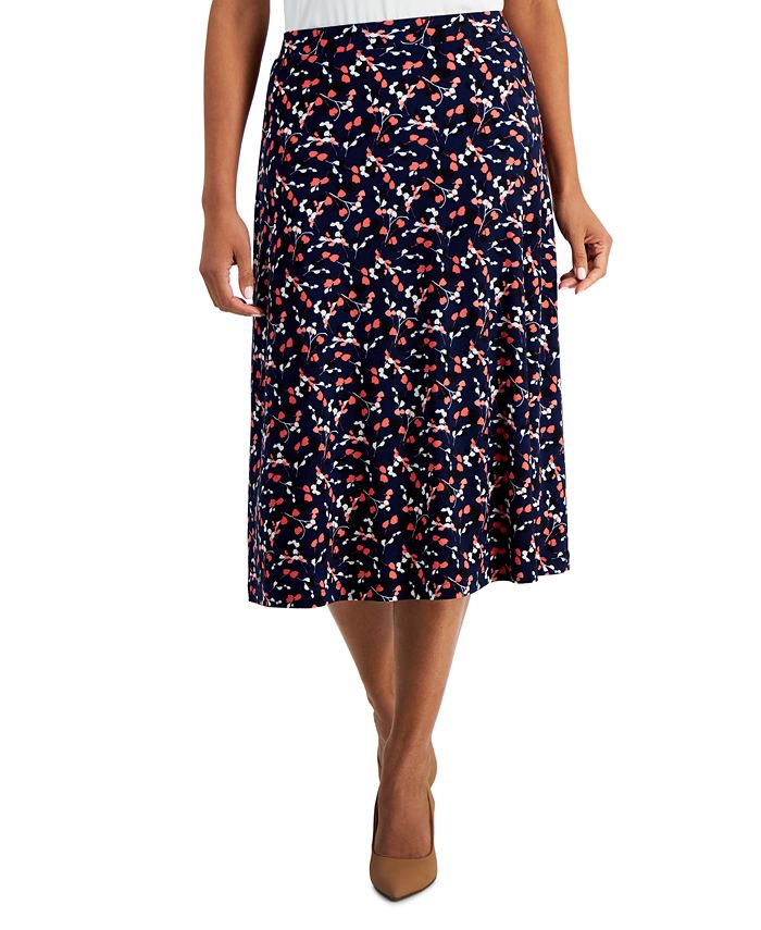 Kasper Petite Printed Pull-On Midi Skirt - Macy's