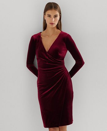 Lauren ralph lauren velvet surplice dress sales