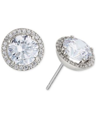 Eliot Danori - Silver-Tone Crystal Halo Stud Earrings