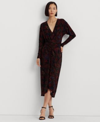 Lauren Ralph Lauren Women's Checked Paisley Twist-Front Jersey Dress -  Macy's