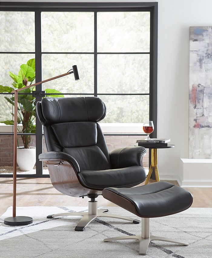 Furniture Janer Leather Swivel Chair & Ottoman Set, Created for Macy's ...