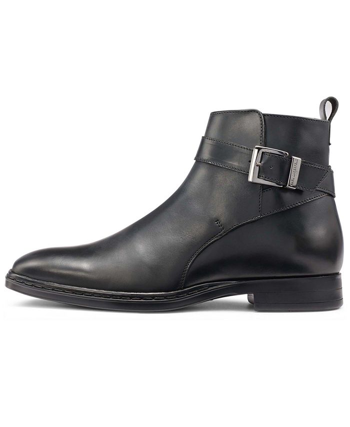 KARL LAGERFELD PARIS Men's Leather Side-Zip Buckle Boots - Macy's
