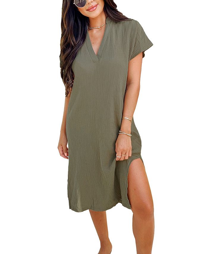 Macy's olive top green dress