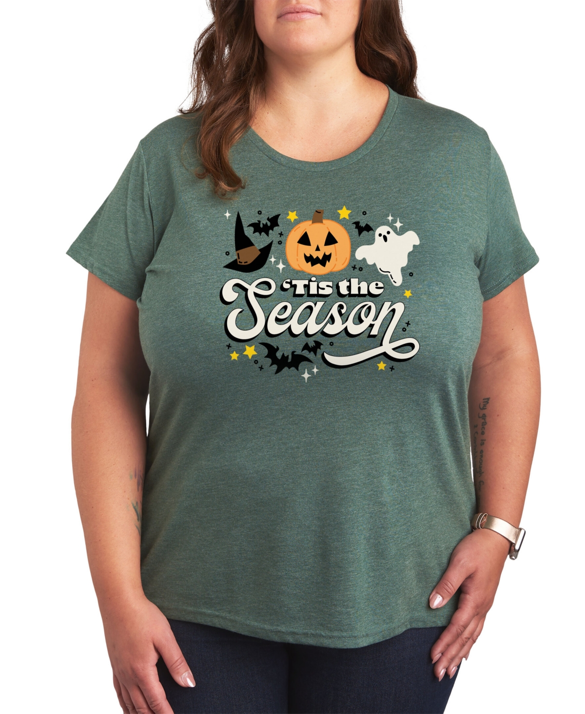 Air Waves Trendy Plus Size Graphic T-shirt In Green