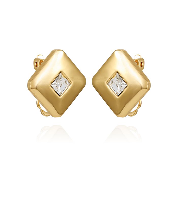 T Tahari Gold Tone Square Button Clip On Earrings Macy s