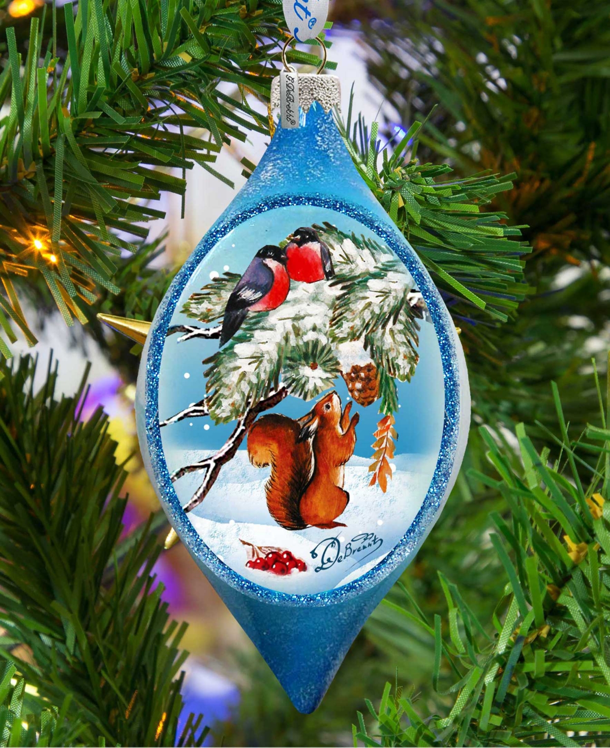 Shop Designocracy Squirrel And Birds Ball Mercury Christmas Glass Ornaments G. Debrekht In Multi Color
