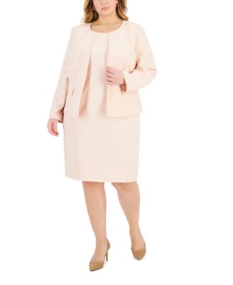 Plus Size Cardigan Jacket & Sheath 2 Piece Dress Suit