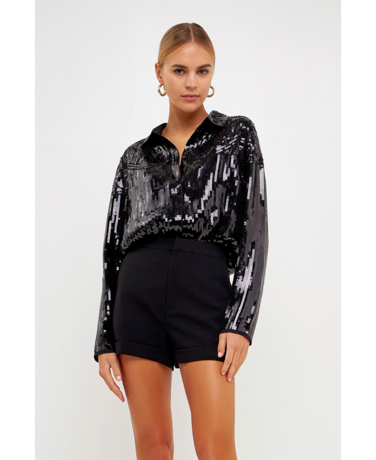 endless rose Women's Sequins Dress Shirt