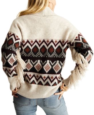 Frye Women's Fringe-Sleeve Snap-Front Shawl Cardigan Sweater Macy's