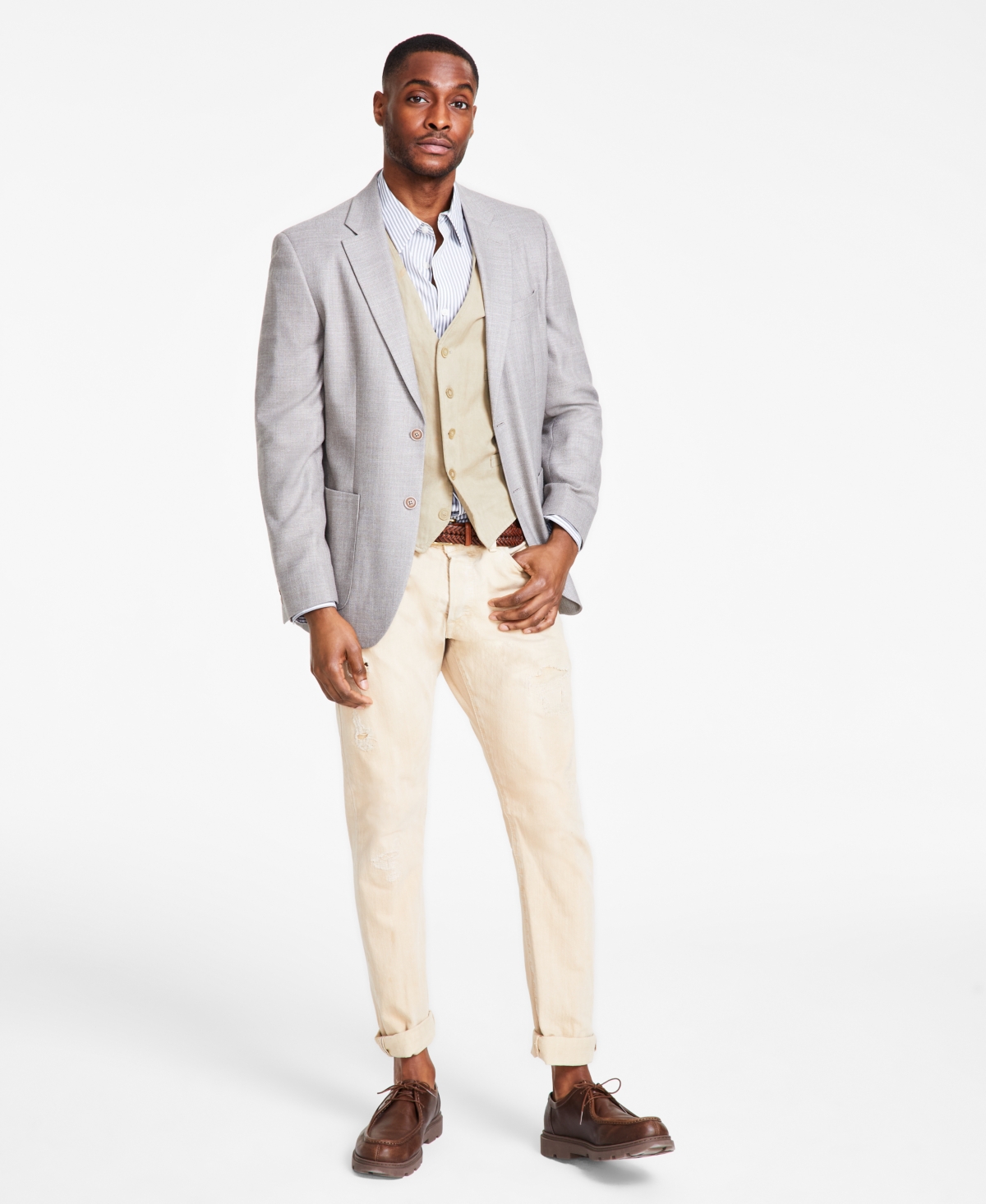 Nautica Men Modern-fit Active Stretch Structure Weave Sport Coat In Light Taupe