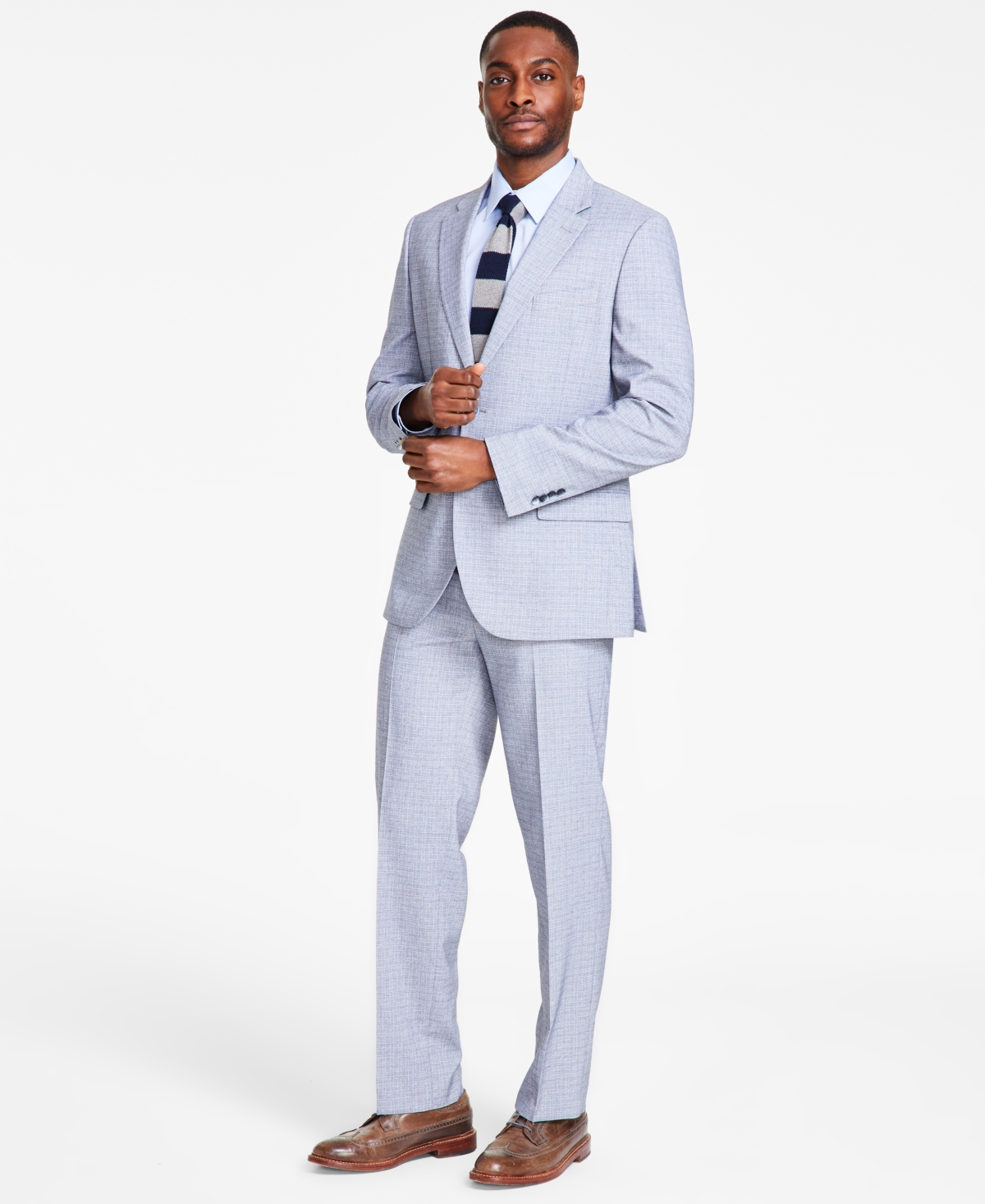 Shop Nautica Men's Modern-fit Seasonal Cotton Stretch Suit In Grey,blue