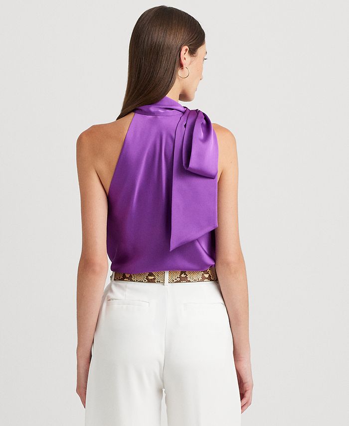 Lauren Ralph Lauren Women's Charmeuse Tie-Neck Halter Blouse - Macy's
