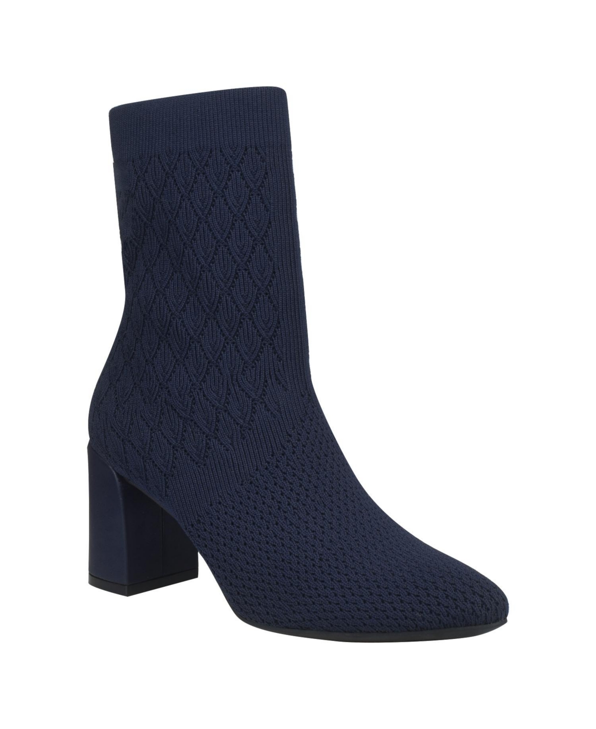 Impo Women's Vyra Memory Foam Stretch Knit Block Heel Booties In Midnight Blue