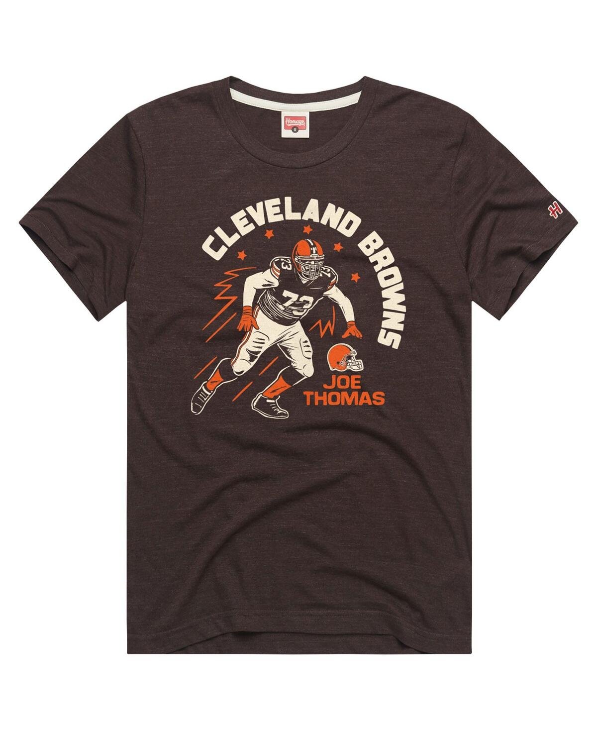Men's Homage Joe Thomas Brown Cleveland Browns Retired Player Caricature Tri-Blend T-shirt - Brown