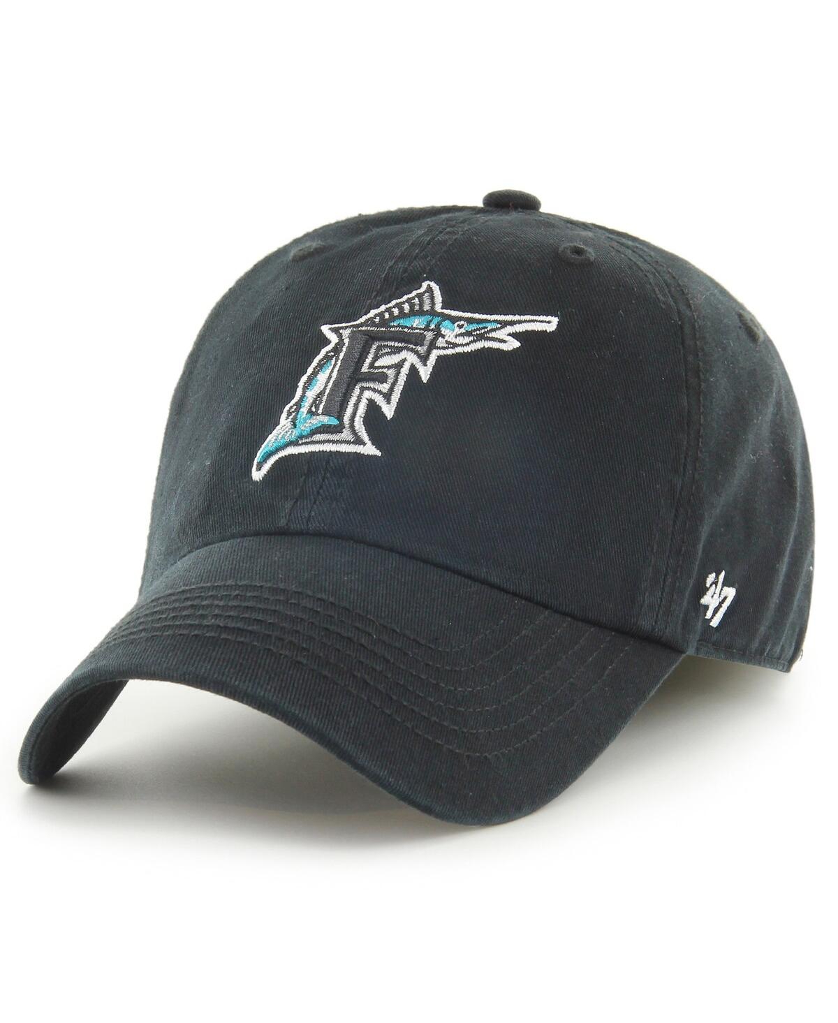 47 Brand Men's ' Black Florida Marlins Cooperstown Collection Franchise Fitted Hat