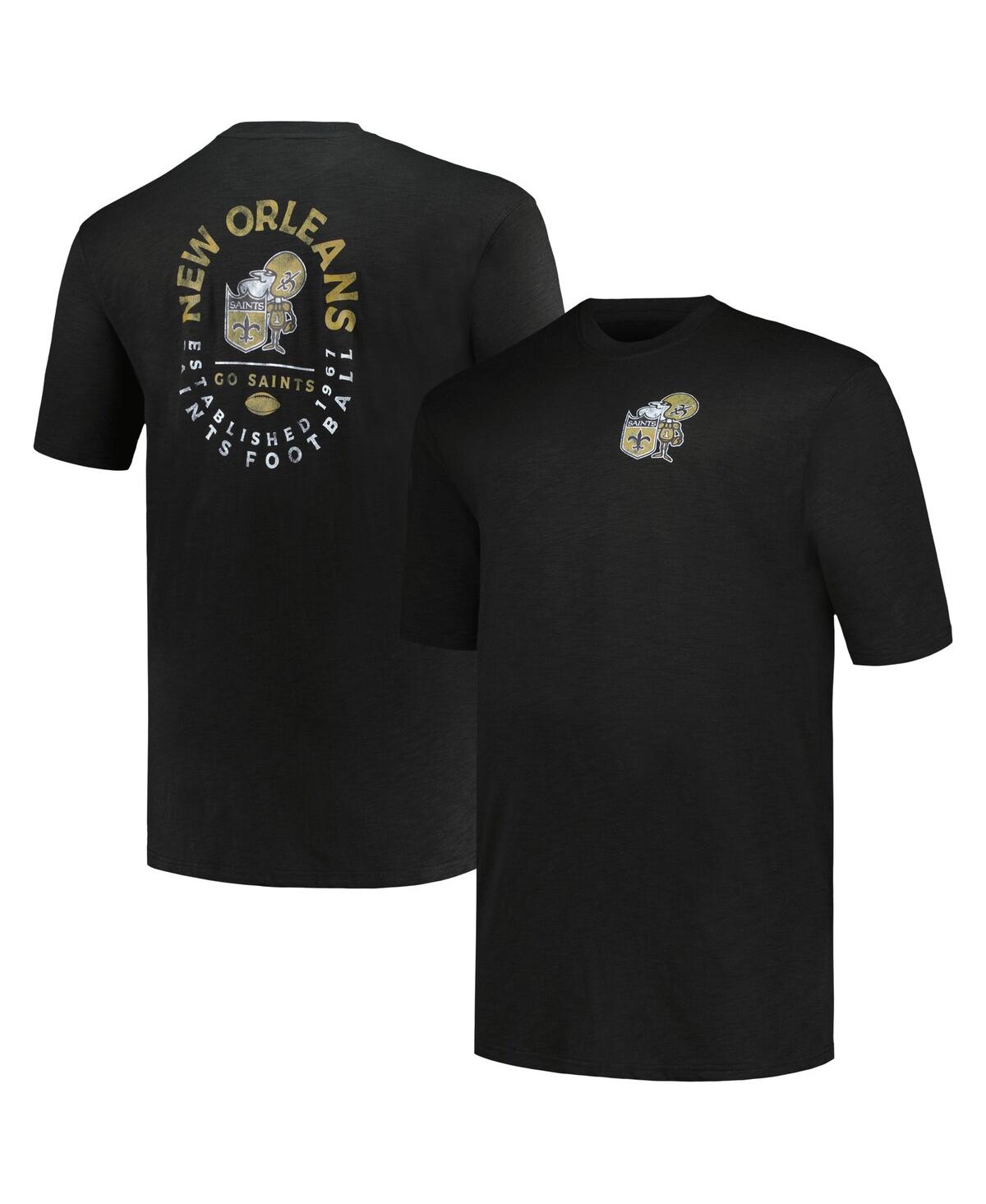 Profile Men's  Black New Orleans Saints Big And Tall Two-hit Throwback T-shirt