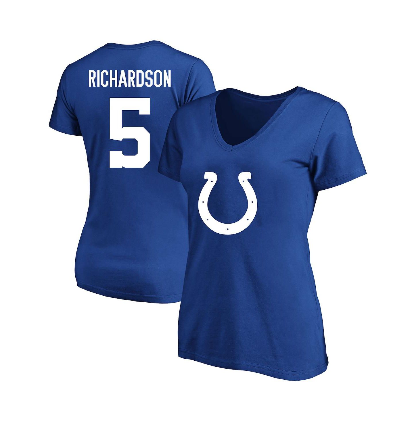 Женская футболка Fanatics Anthony Richardson Royal Indianapolis Colts Plus Size Player Name and Number V-Neck — фото 1