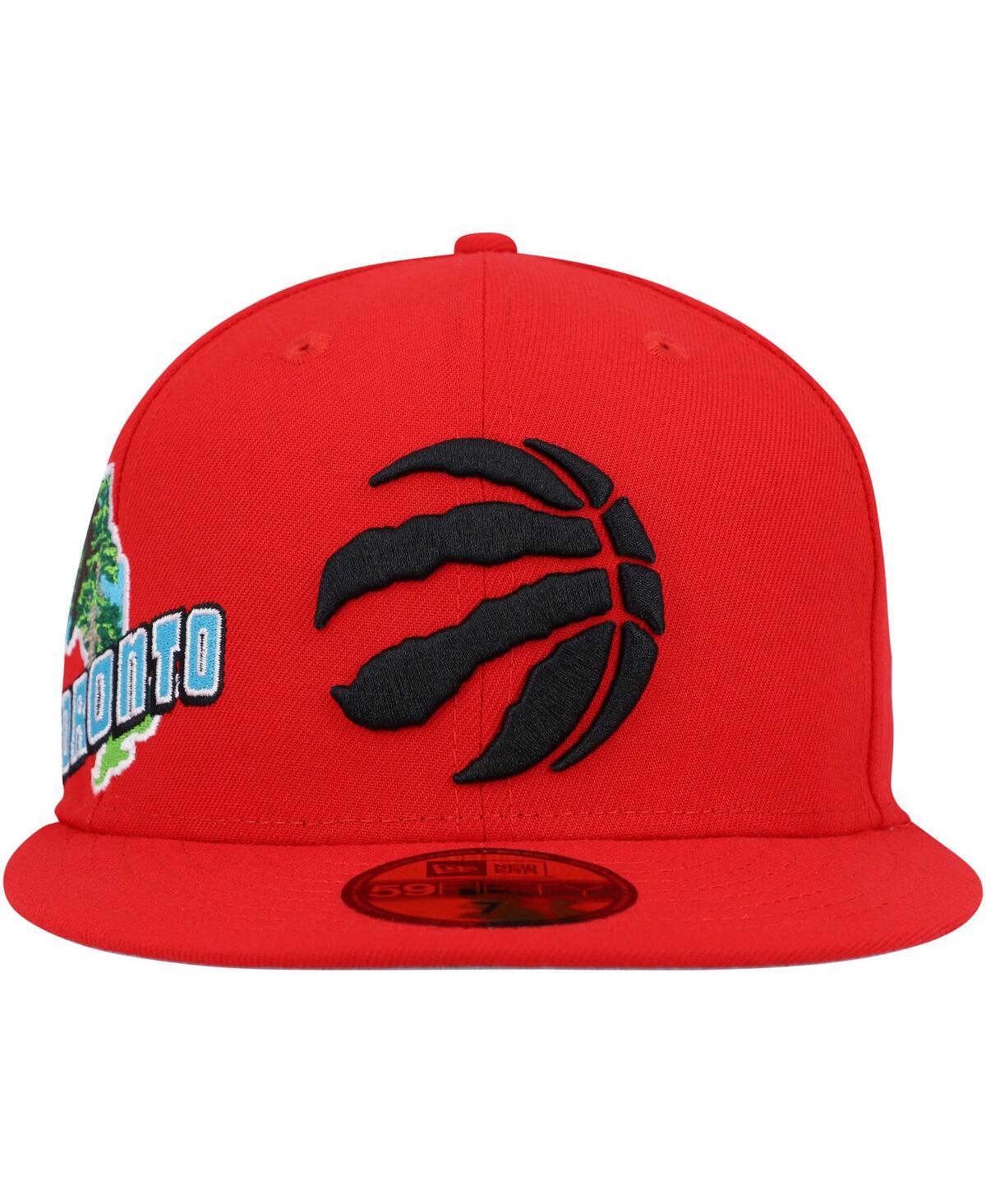 Shop New Era Men's  Red Toronto Raptors Stateview 59fifty Fitted Hat