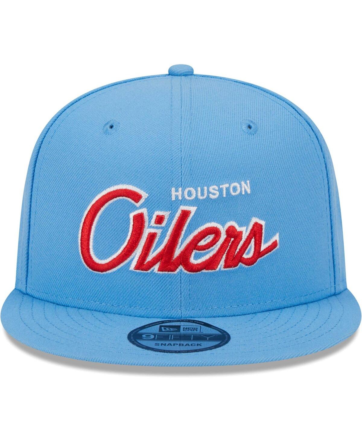 NEW ERA MEN'S NEW ERA LIGHT BLUE HOUSTON OILERS GRIDIRON CLASSICS MAIN SCRIPT 9FIFTY SNAPBACK HAT 