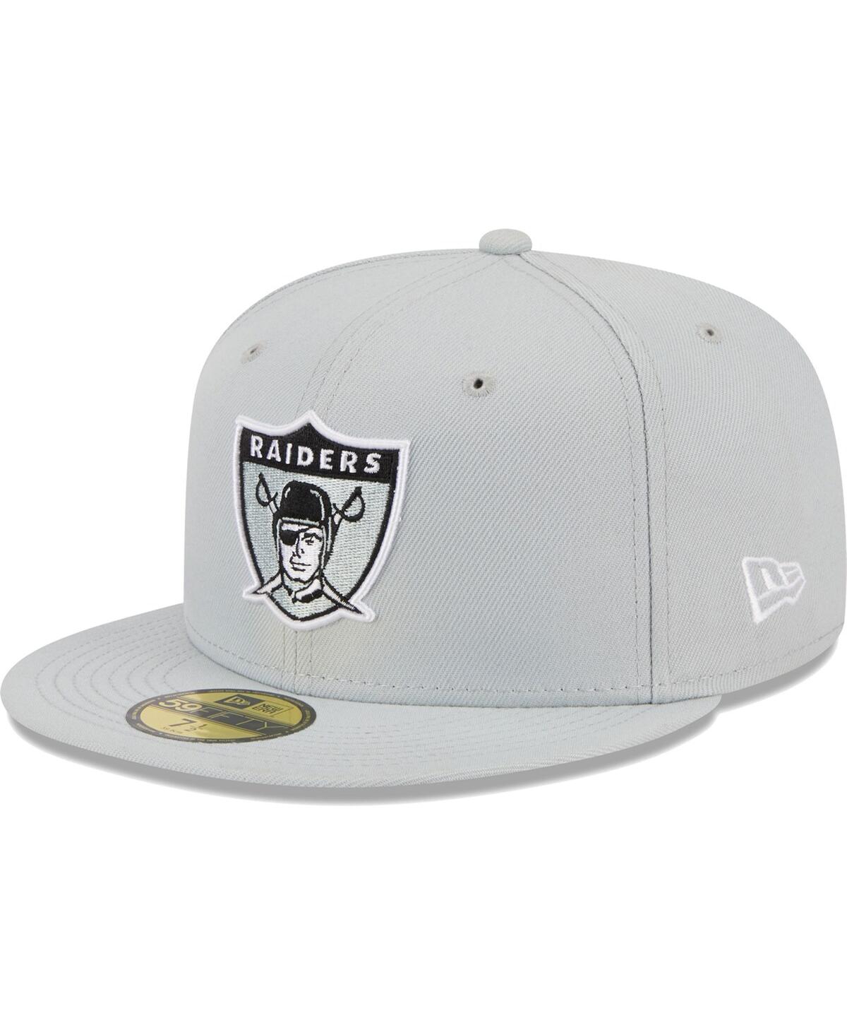 New Era Men's  Gray Las Vegas Raiders Throwback Main 59fifty Fitted Hat
