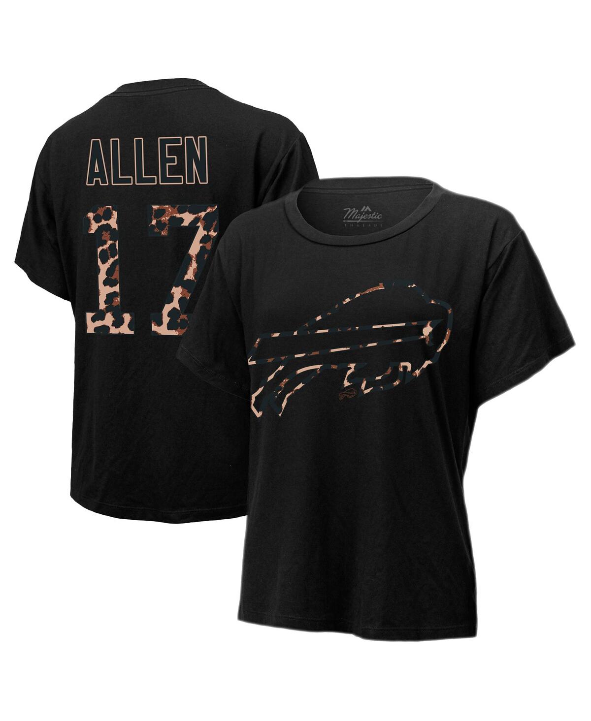 Majestic Women's  Threads Josh Allen Black Buffalo Bills Leopard Player Name And Number T-shirt