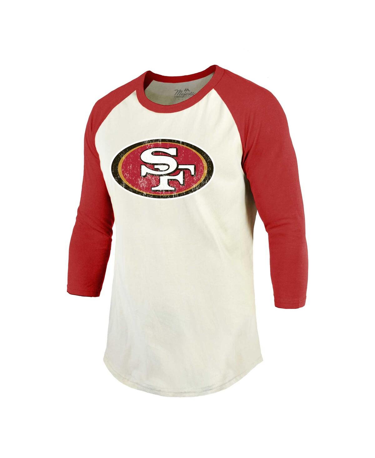 Majestic Men's  Threads Christian Mccaffrey Cream, Scarlet San Francisco 49ers Player Name And Number In Cream,scarlet