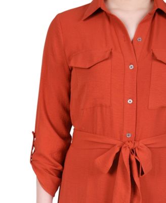 Women's Long Roll Tab Sleeve Shirtdress