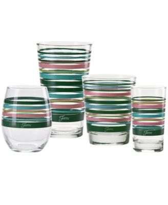 Tropical Stripes Stemless Wine Glasses, Set of 4