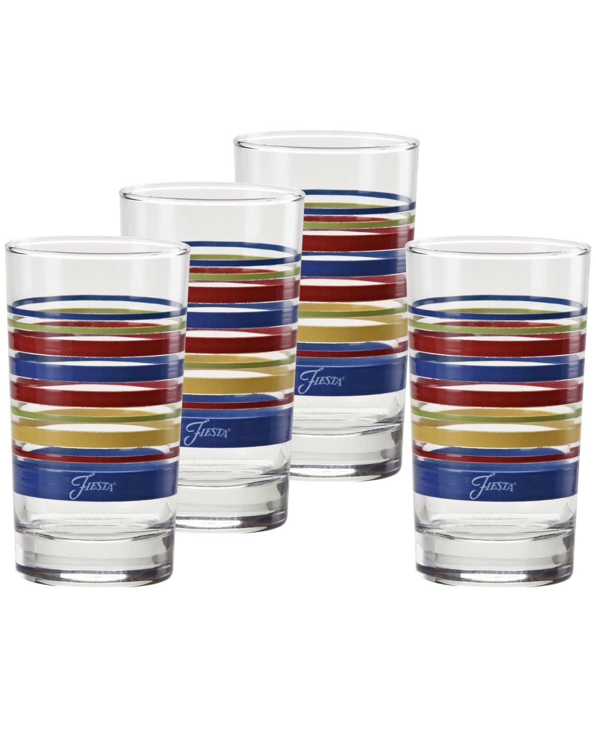 Fiesta Bright Stripes 7-ounce Juice Glass, Set Of 4 In Lapis,scarlet,daffodil And Lemongrass