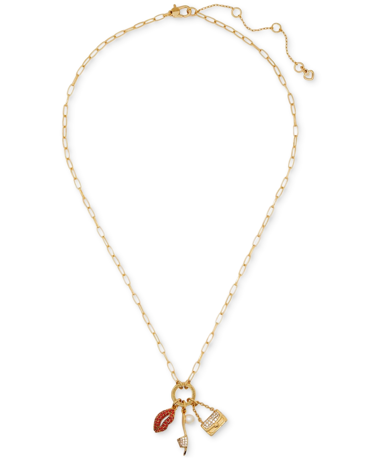 Shop Kate Spade Gold-tone Imitation Pearl & Crystal Night Out Motif Charm Pendant Necklace, 16 + 3" Extender In Multi