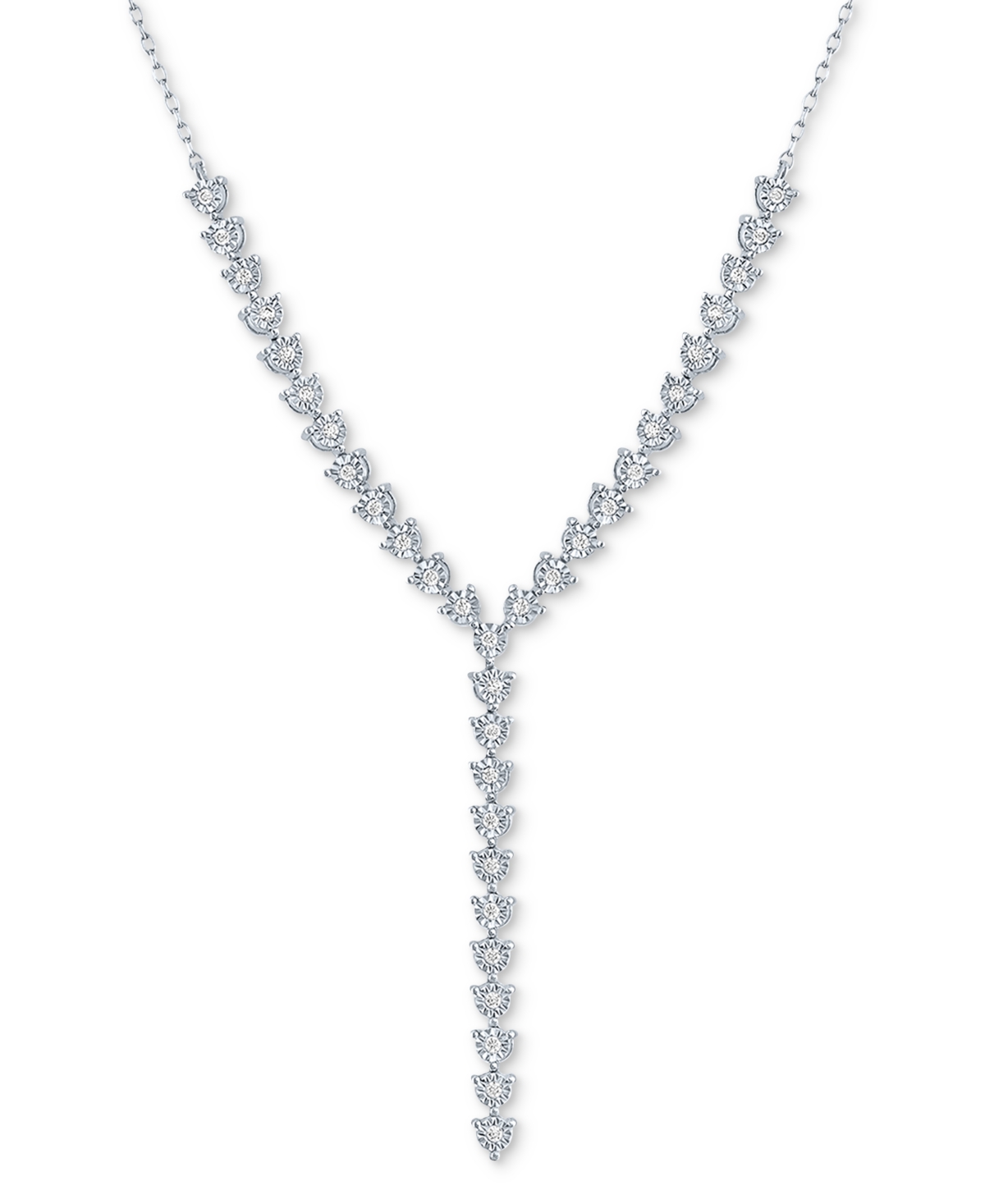 Macy's Diamond Adjustable 18" Lariat Necklace (1/4 Ct. T.w.) In Sterling Silver