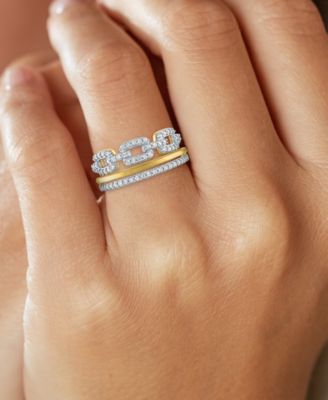 Macy's Diamond Double Row Chain Link Statement Ring (3/8 ct. t.w.) in 14k Gold-Plated Sterling Silver