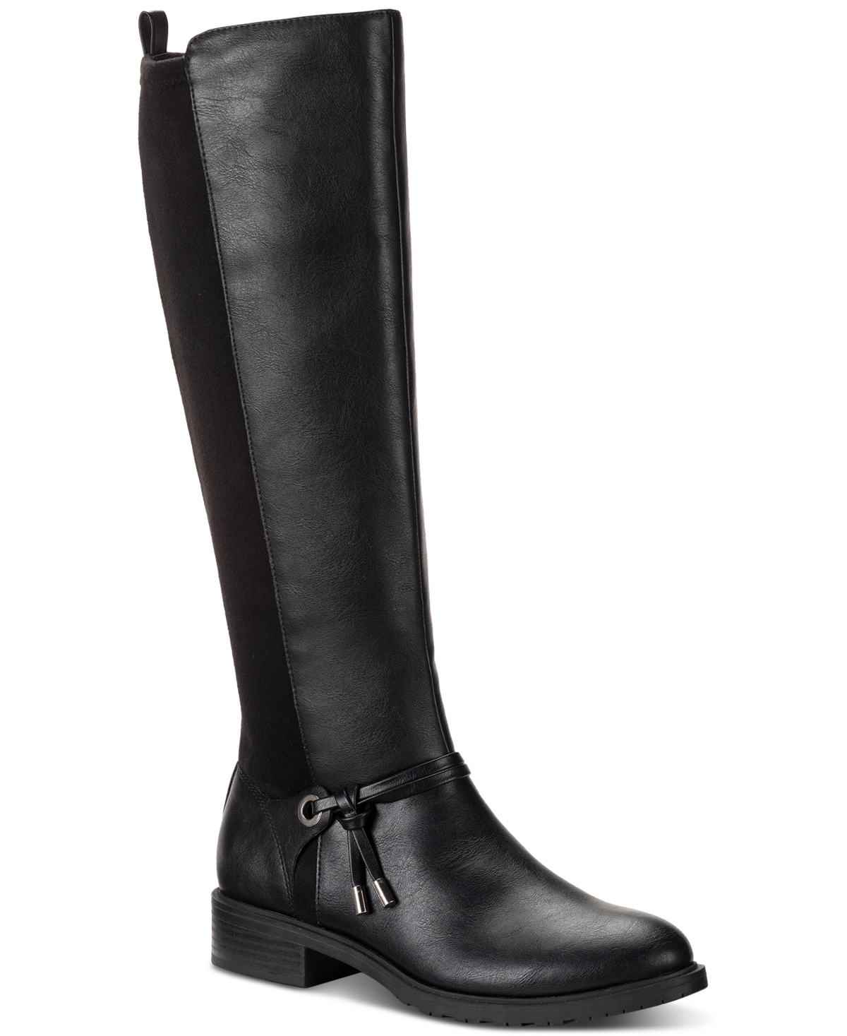 Style & Co Women's Verrlee Riding Boots, Created For Macy's In Black Smooth