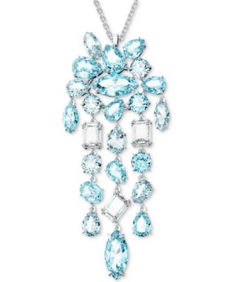 Swarovski - Silver-Tone Gema Blue Crystal Chandelier Pendant Necklace