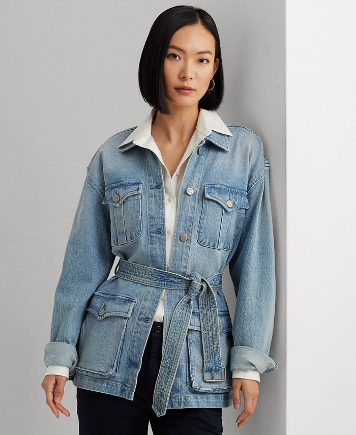 Lauren Ralph Lauren Women's Belted Denim Field Jacket - Macy's