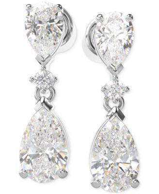 Silver-Tone 2-Pc. Set Mesmera Crystal Drop Earrings & Necklace, 15" + 2" extender