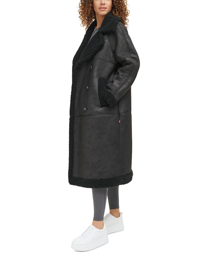 Velvet goose down shearling lined mid-length button up coat main image 0