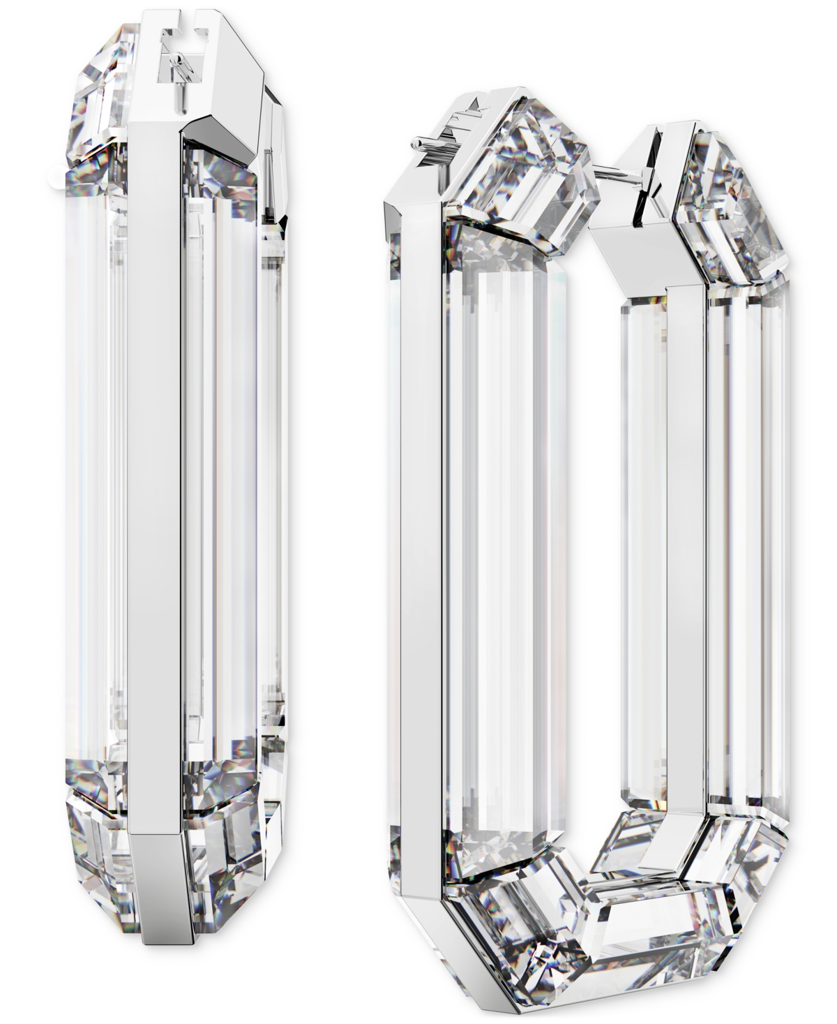 Shop Swarovski Lucent Silver-tone Crystal Hoop Earrings In Clear
