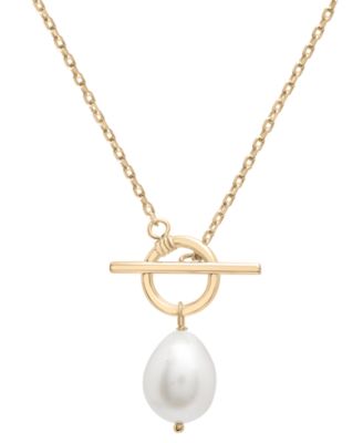 Macy's - Cultured Freshwater Pearl (14 x 12mm) 16" Toggle Necklace in 14k Gold-Plated Sterling Silver