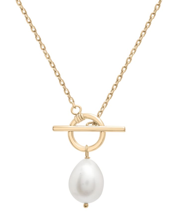 Cultured Freshwater Pearl (14 x 12mm) 16" Toggle Necklace in 14k