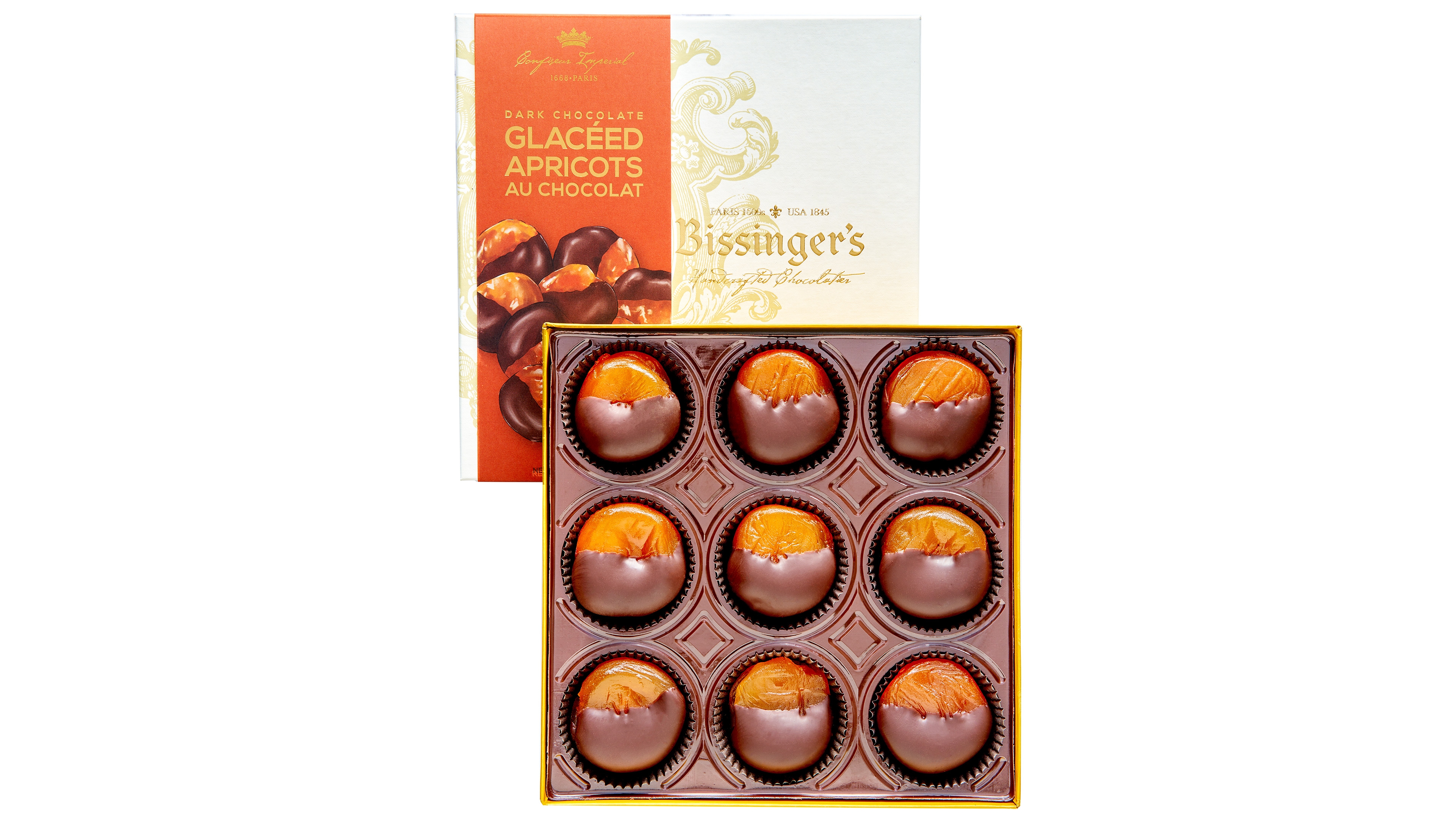 Dark Chocolate Glaceed Apricots, 9 Piece