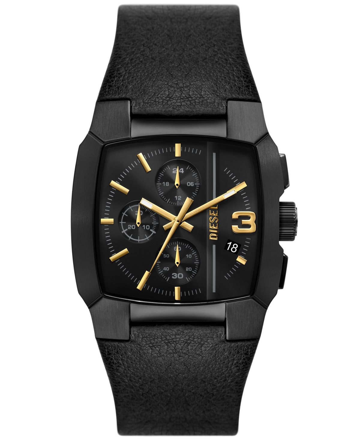 Diesel Men's Cliffhanger Chronograph Black Leather Watch 40mm