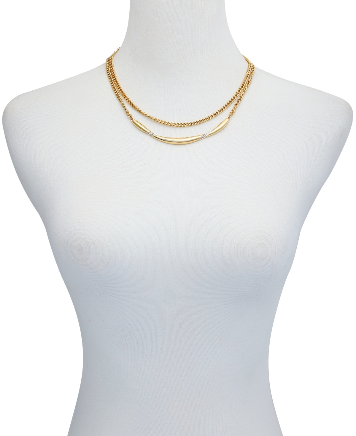 Shop Vince Camuto Gold-tone Layered Curb Chain Necklace, 18" + 2" Extender