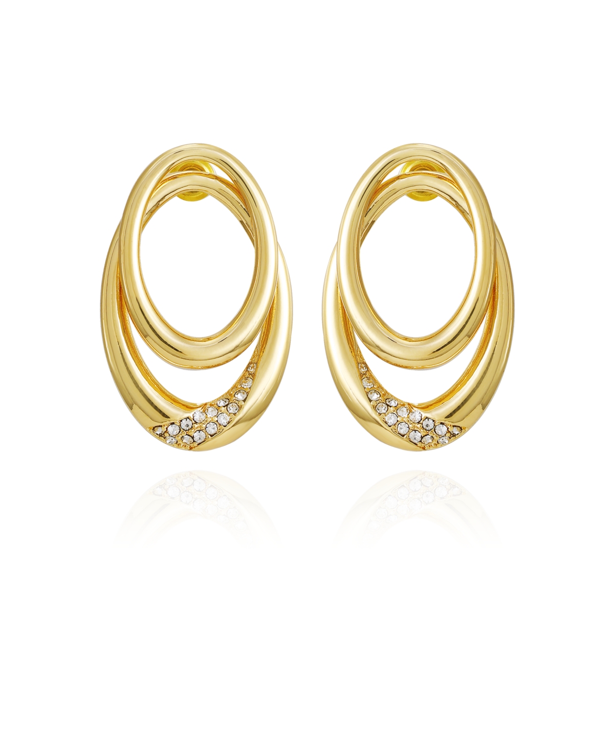Gold-Tone Glass Stone Double Hoop Earrings - Gold