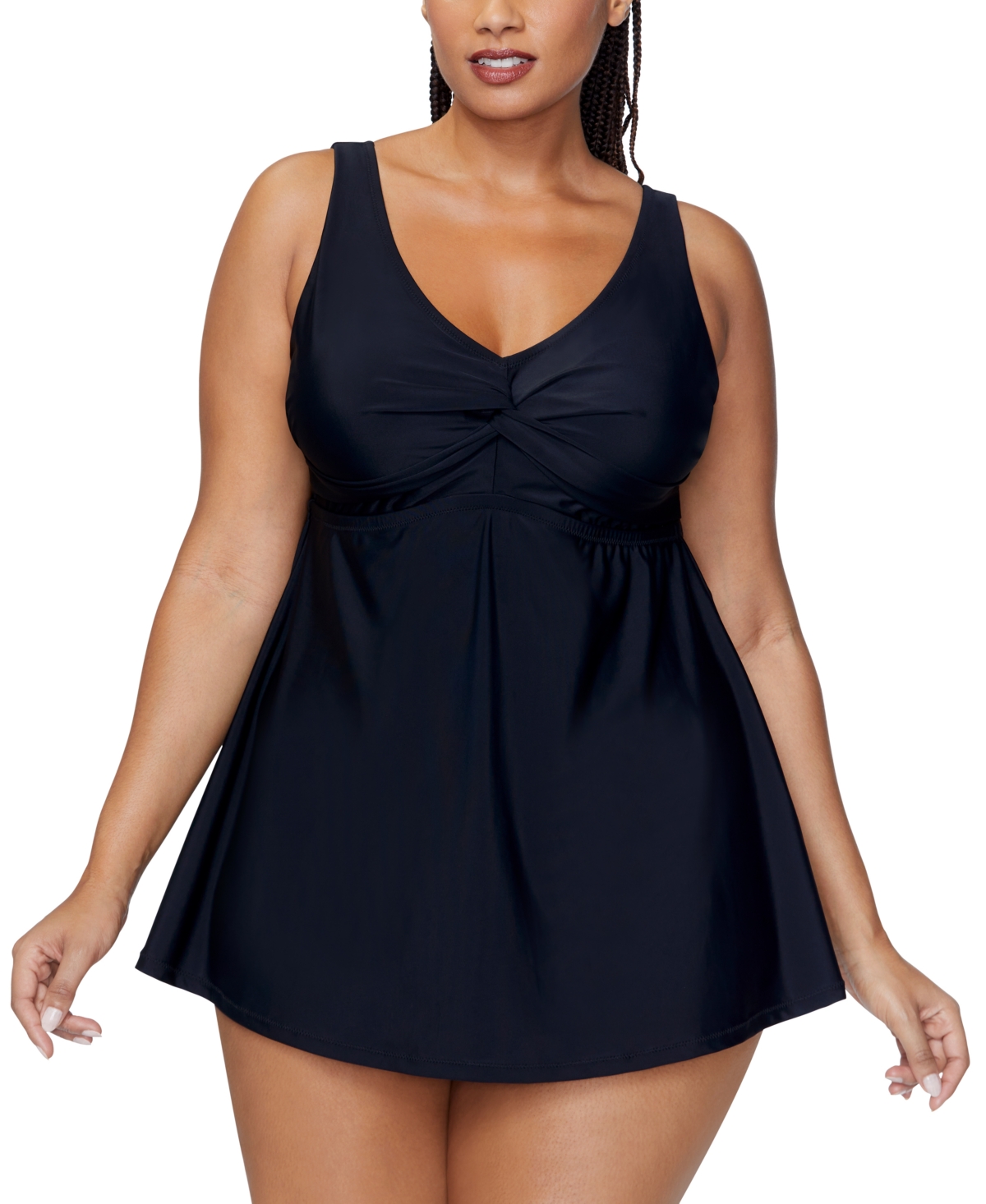 Trendy Plus Size Lucia Tummy-Control Swimdress - Black