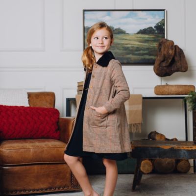 Girls Collared Fleece Swing Coat