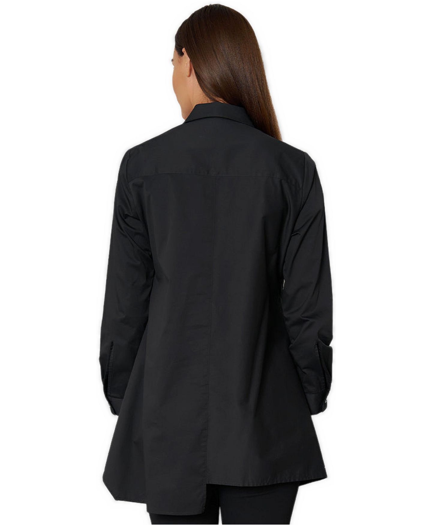 Женская рубашка Stella Carakasi Asymmetrical Cotton Poplin Button-Front Shirt Top Crossroads Tunic, цвет: Чёрный — фото 2