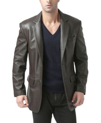 BGSD - Men's Men Classic Two-Button Leather Blazer Espresso