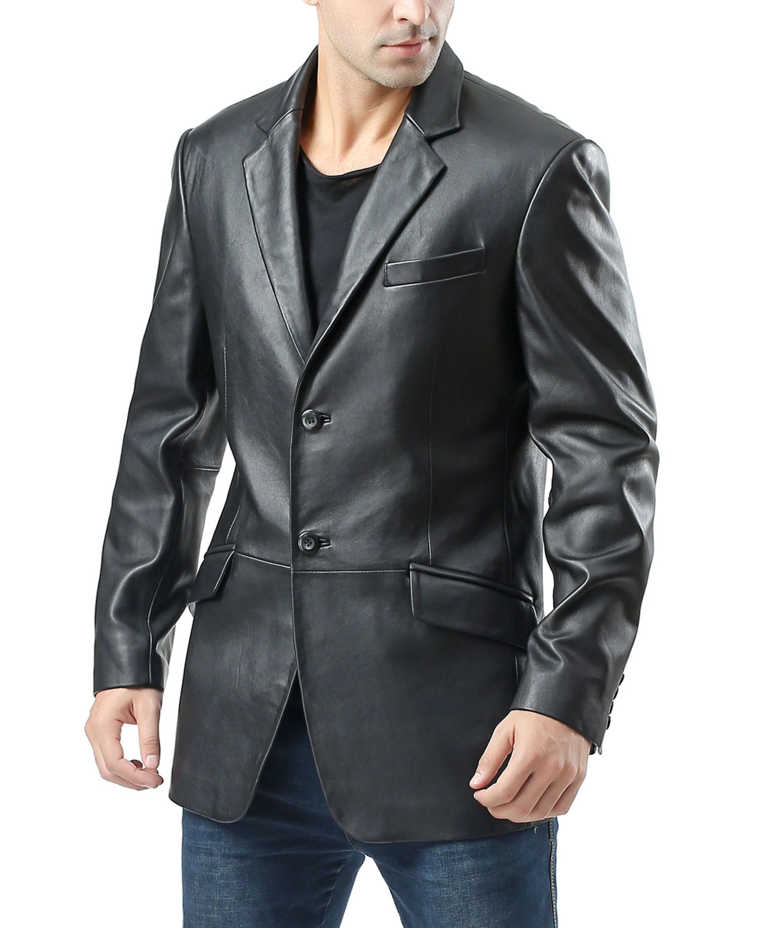 Men's Benji Two-Button Leather Blazer